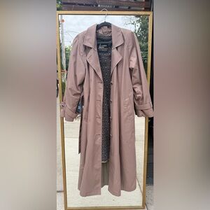 London Fog Brown Trench Coat with Notched Lapel